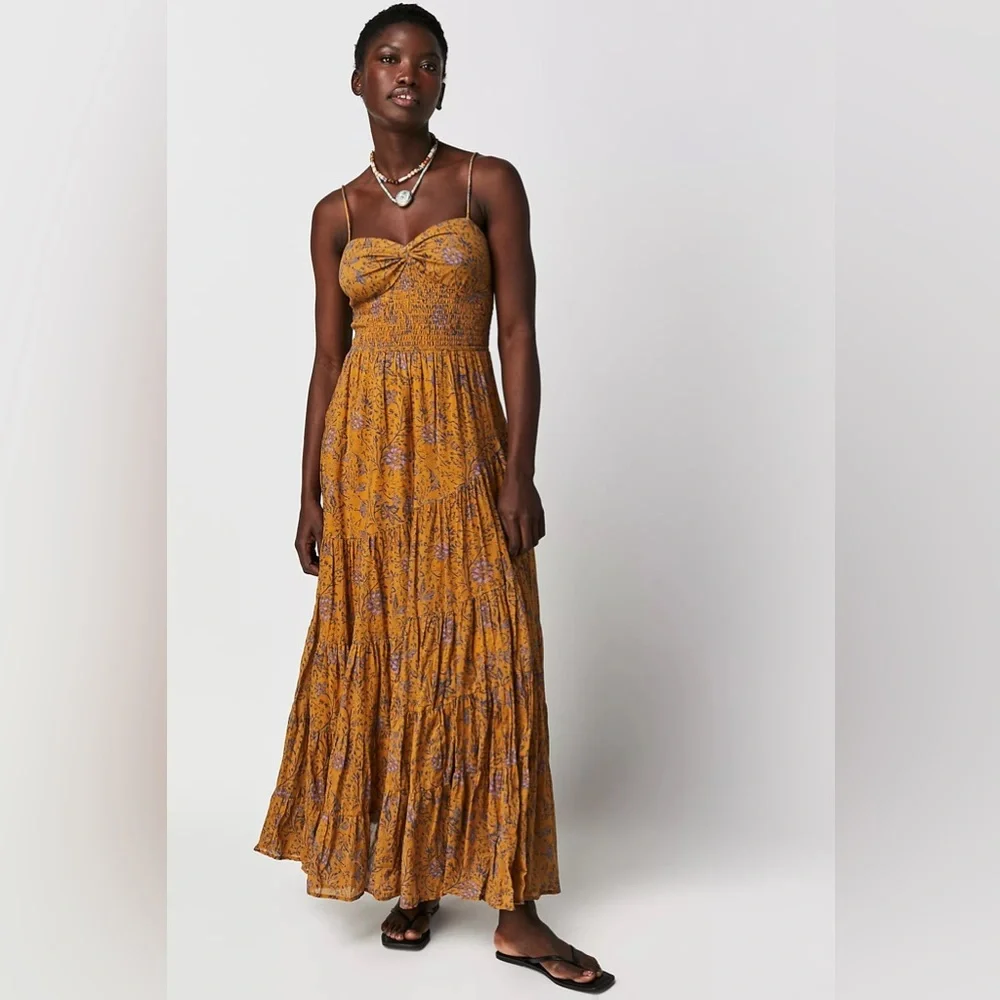 Free People Mustard Floral Maxi Dress - Picture 2 of 13